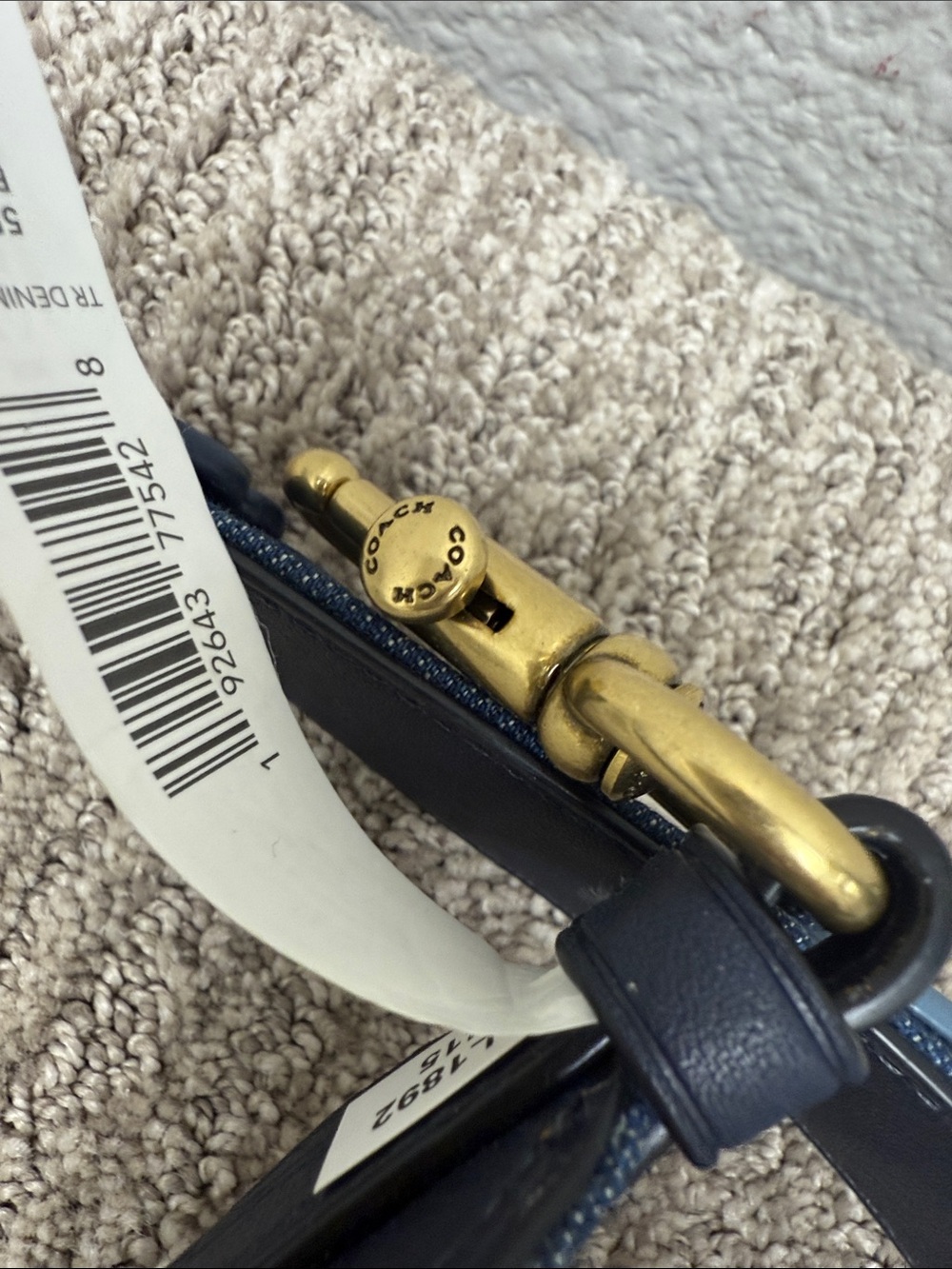 Coach Denim Tea Rose Appliqué Bag Strap in Blue and Cream - Picture 8 of 13